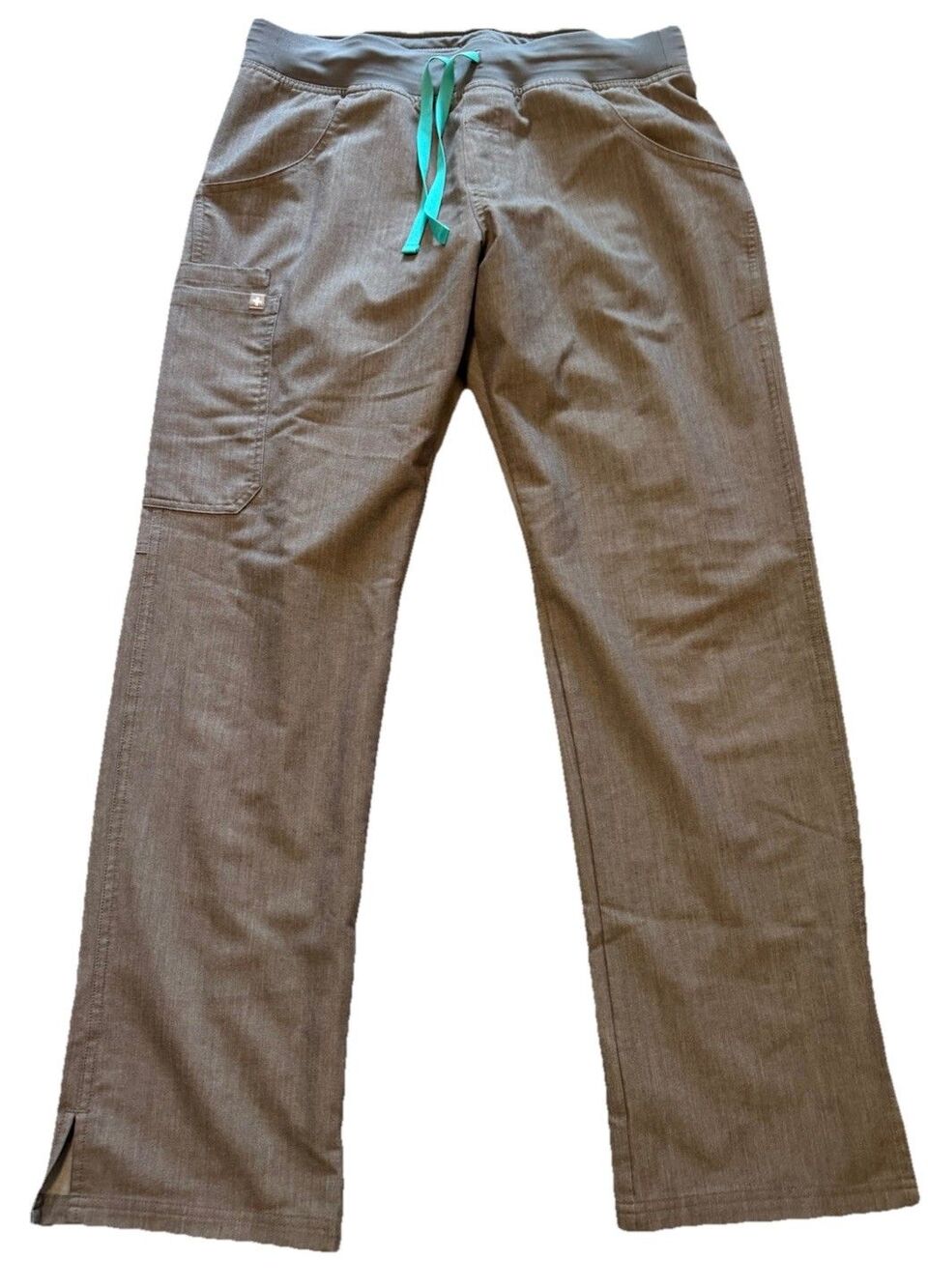 FIGS Technical Collection Scrub Pants Womens M Charcoal Grey Teal Drawstring